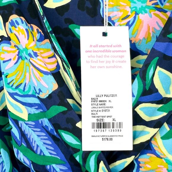 LILLY PULITZER Womens Loralei Skirted Romper XL Green Blue The Hottest Spot NWT - Picture 13 of 13